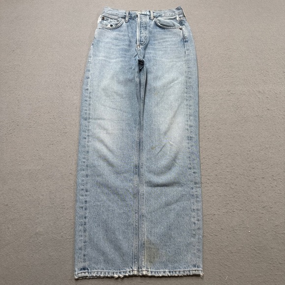 Agolde Denim - AGOLDE Wide Leg Jeans Women's 23 Blue Light Wash High Rise Button Fly Baggy Fit